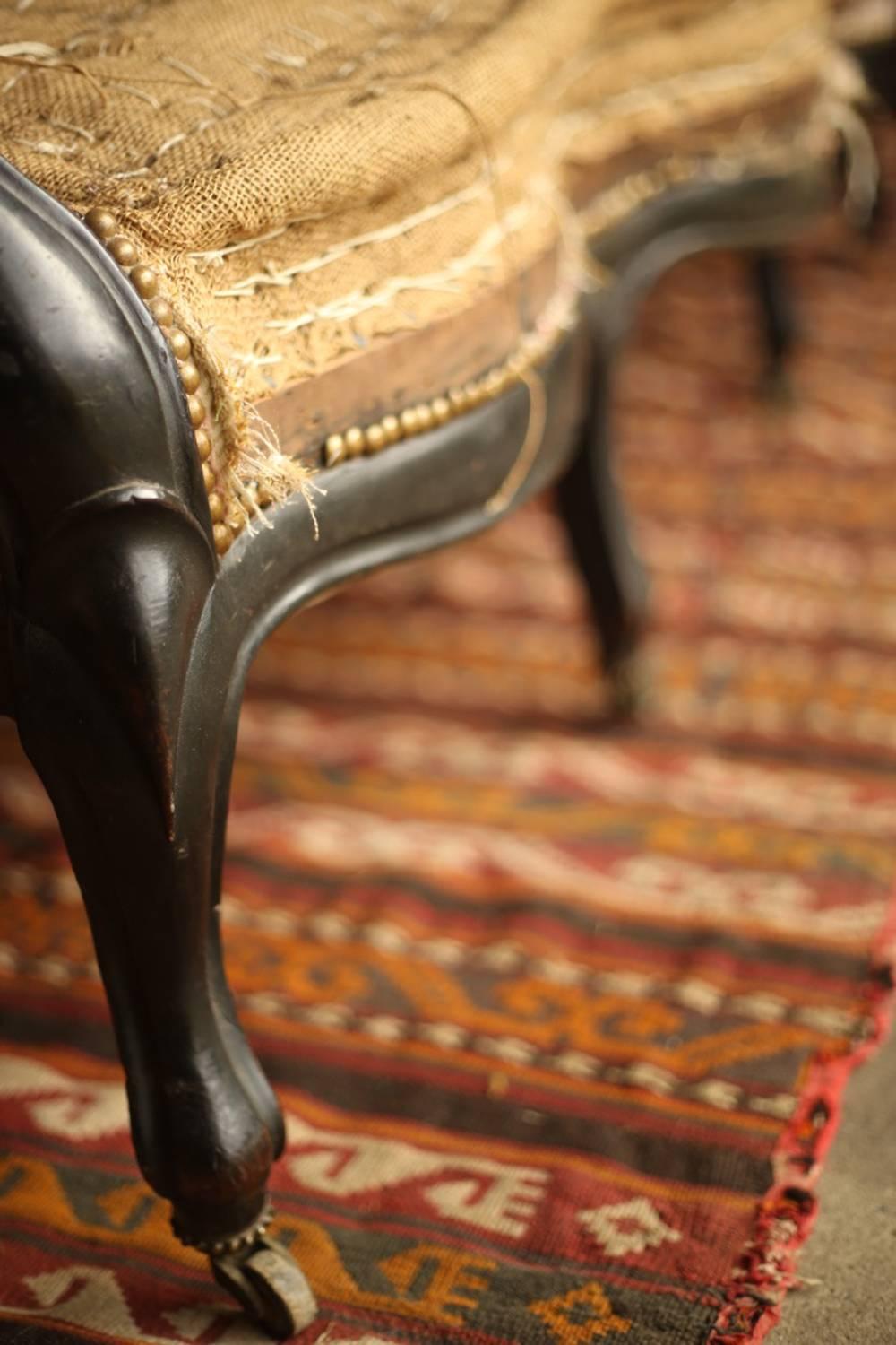 19th Century Napoleon III Ebonized Six Legged Sofa In Good Condition In Tadcaster, GB