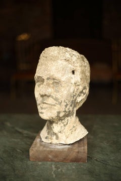 20th Century Weathered Plaster Bust of a Girl