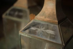 Pair of 19th Century Copper and Etched Glass Gas Lanterns
