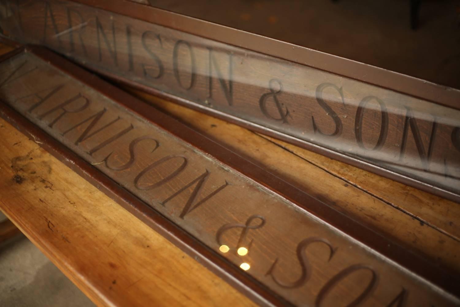 English Pair of 19th Century Carved Wooden Shop Signs- 'J Arnison & Sons' For Sale
