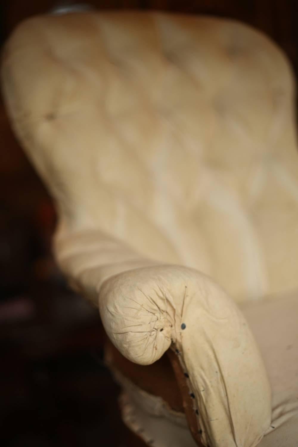 French Pair of Napoleon III Buttoned Back Armchairs