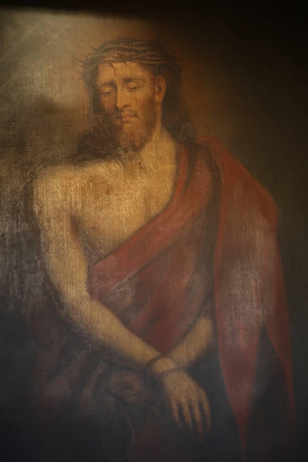 Huge 19th Century Oil on Canvas Painting of Christ For Sale 2