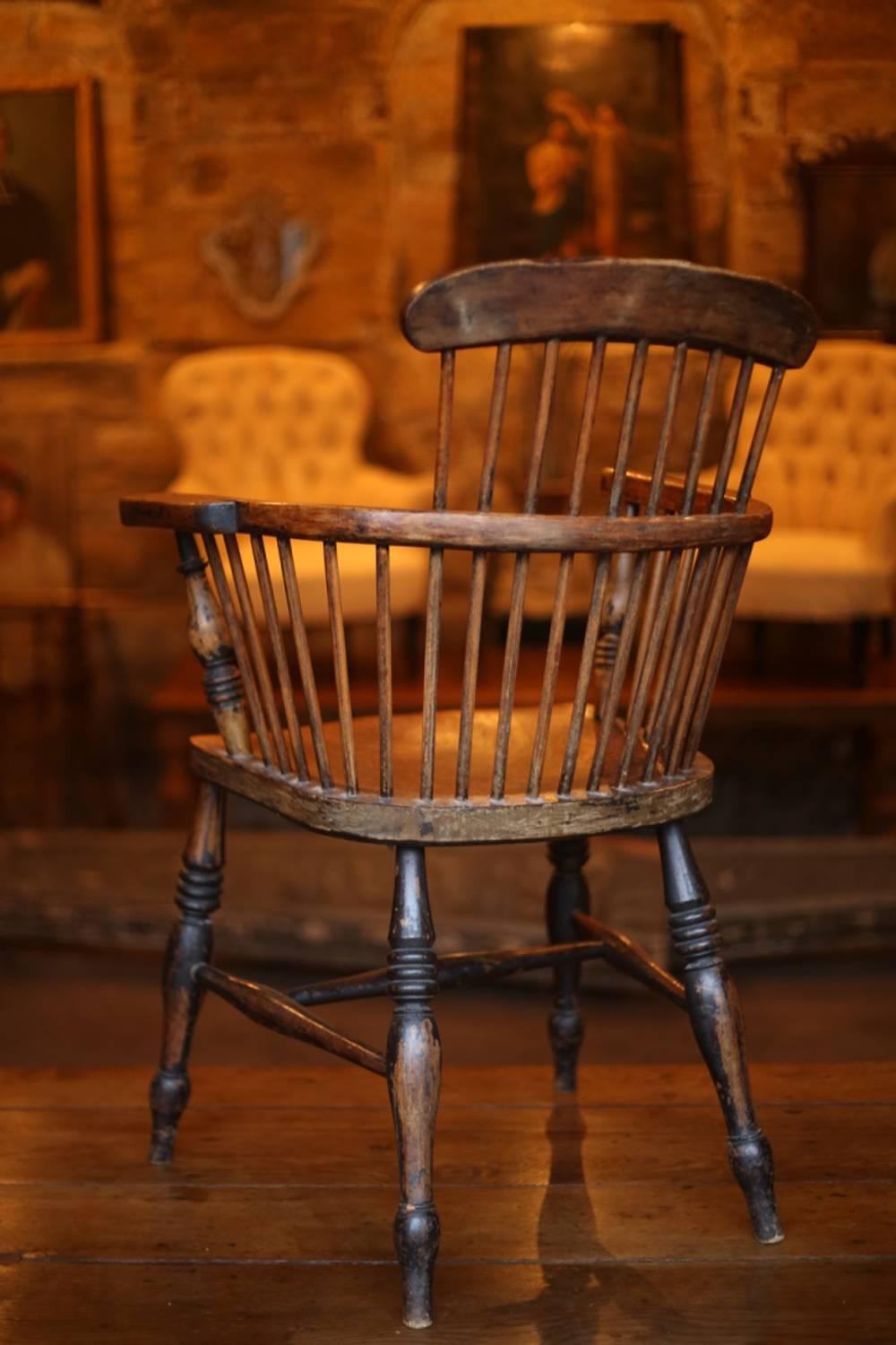 19th Century 18th Century Unusual Shaped Windsor Armchair