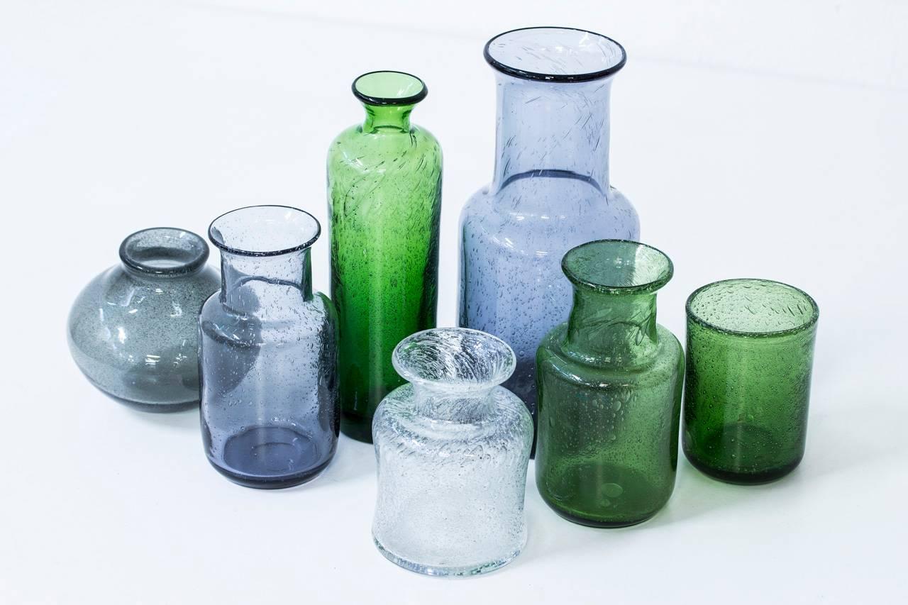 Scandinavian Modern Erik Hoglund Collection of Glass Vases, Sweden, 1950s