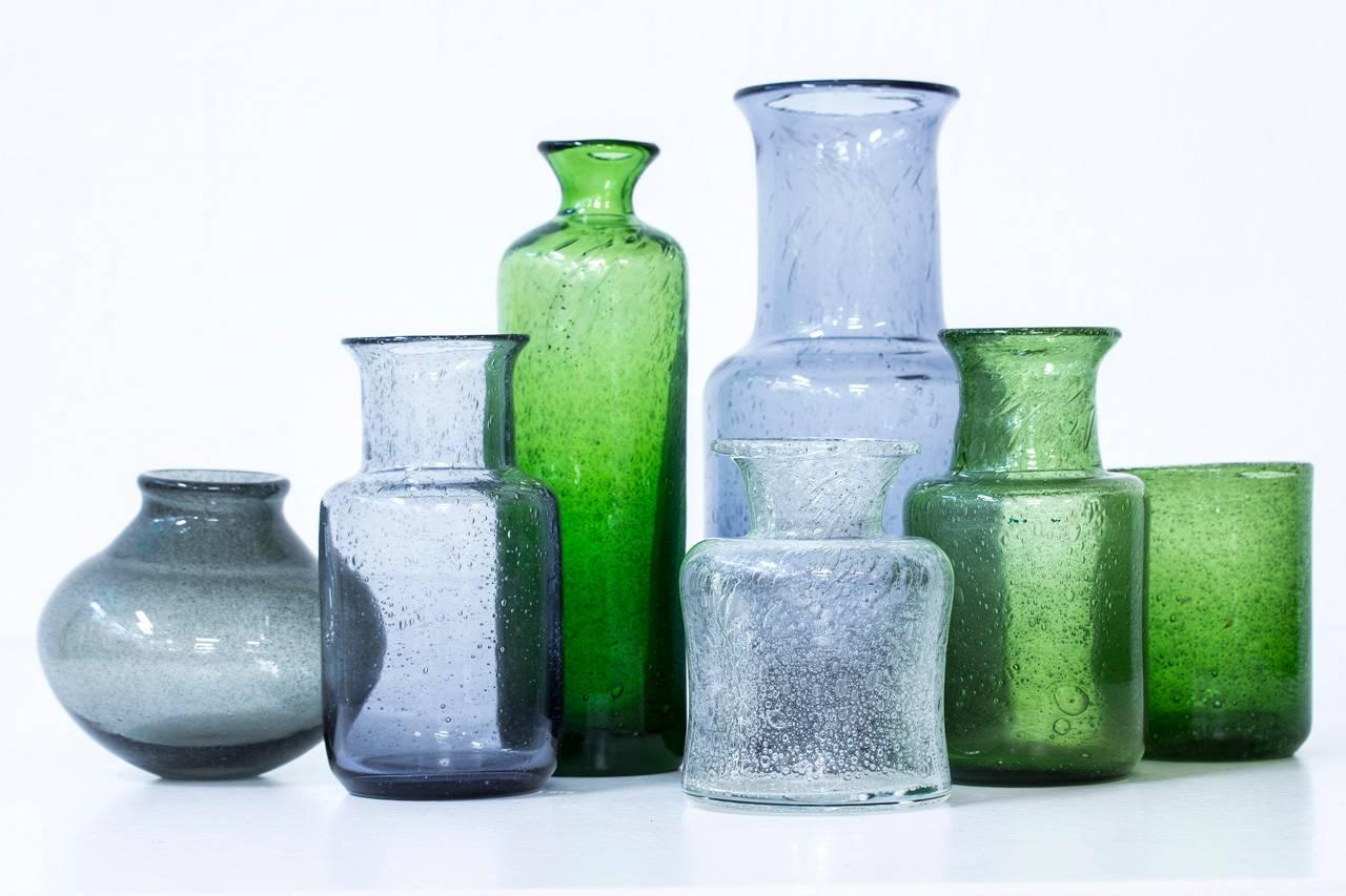 Swedish Erik Hoglund Collection of Glass Vases, Sweden, 1950s