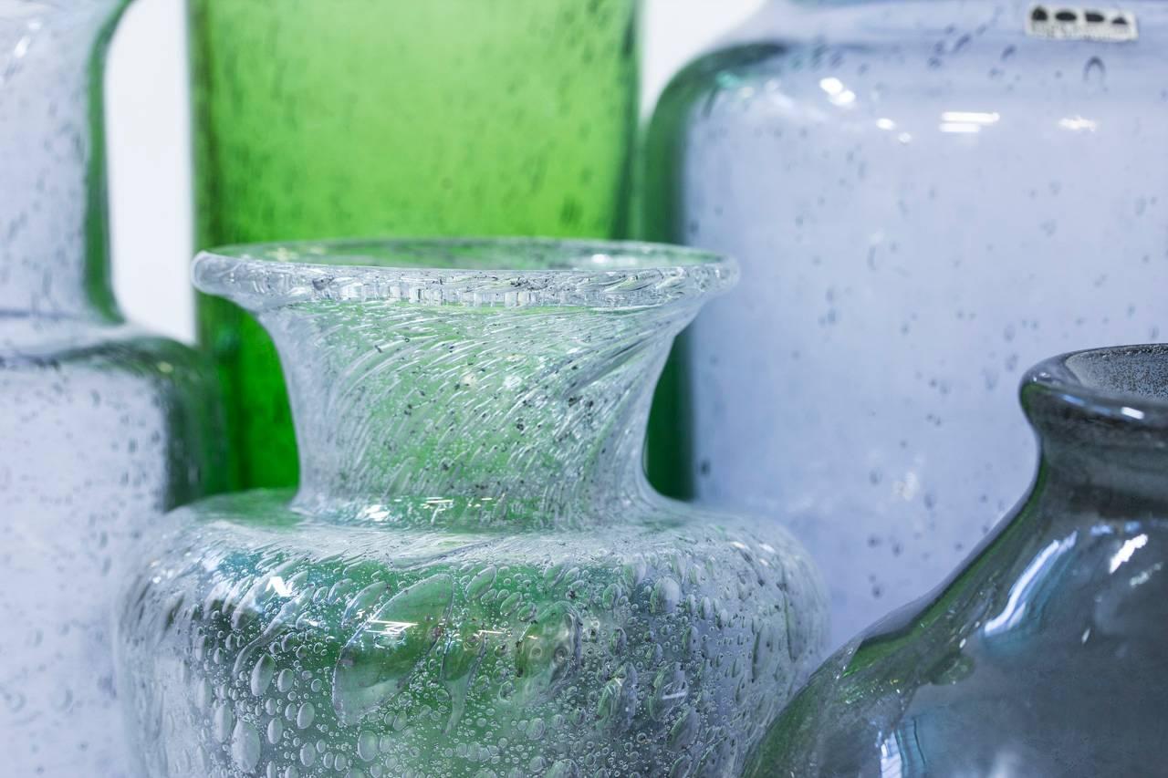 Blown Glass Erik Hoglund Collection of Glass Vases, Sweden, 1950s