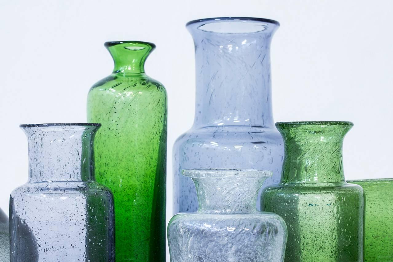 Erik Hoglund Collection of Glass Vases, Sweden, 1950s In Excellent Condition In Stockholm, SE