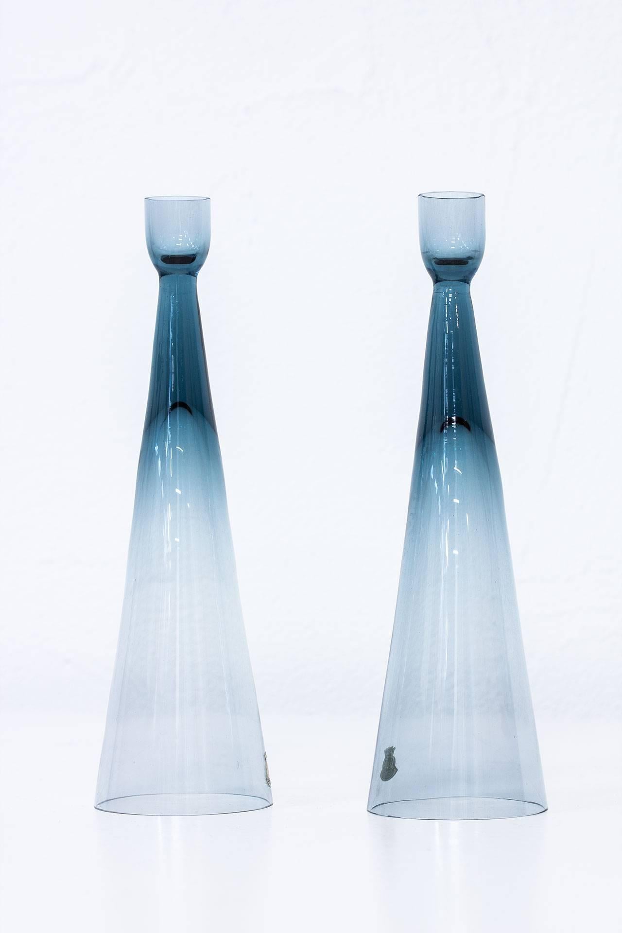 Scandinavian Modern Rare 1960s Glass Candlesticks by Bengt Edenfalk, Sweden
