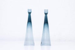 Rare 1960s Glass Candlesticks by Bengt Edenfalk, Sweden