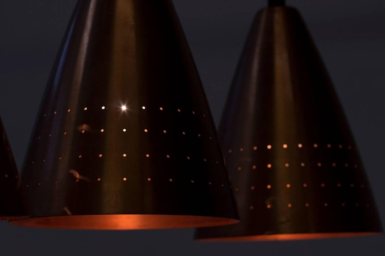 Scandinavian Modern Ceiling Lamp in Copper & Teak by Hans-Agne Jakobsson, Sweden 3