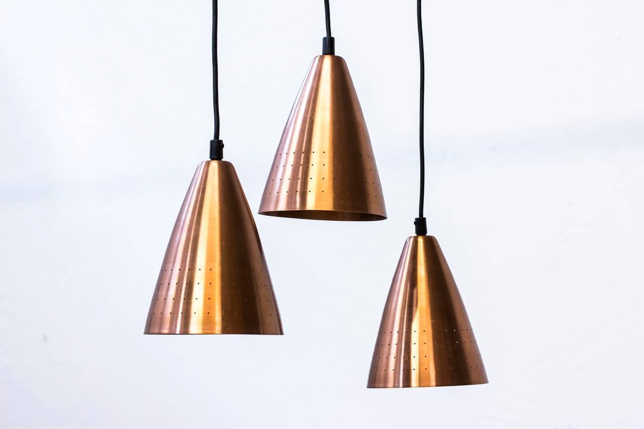 Scandinavian Modern Ceiling Lamp in Copper & Teak by Hans-Agne Jakobsson, Sweden 5