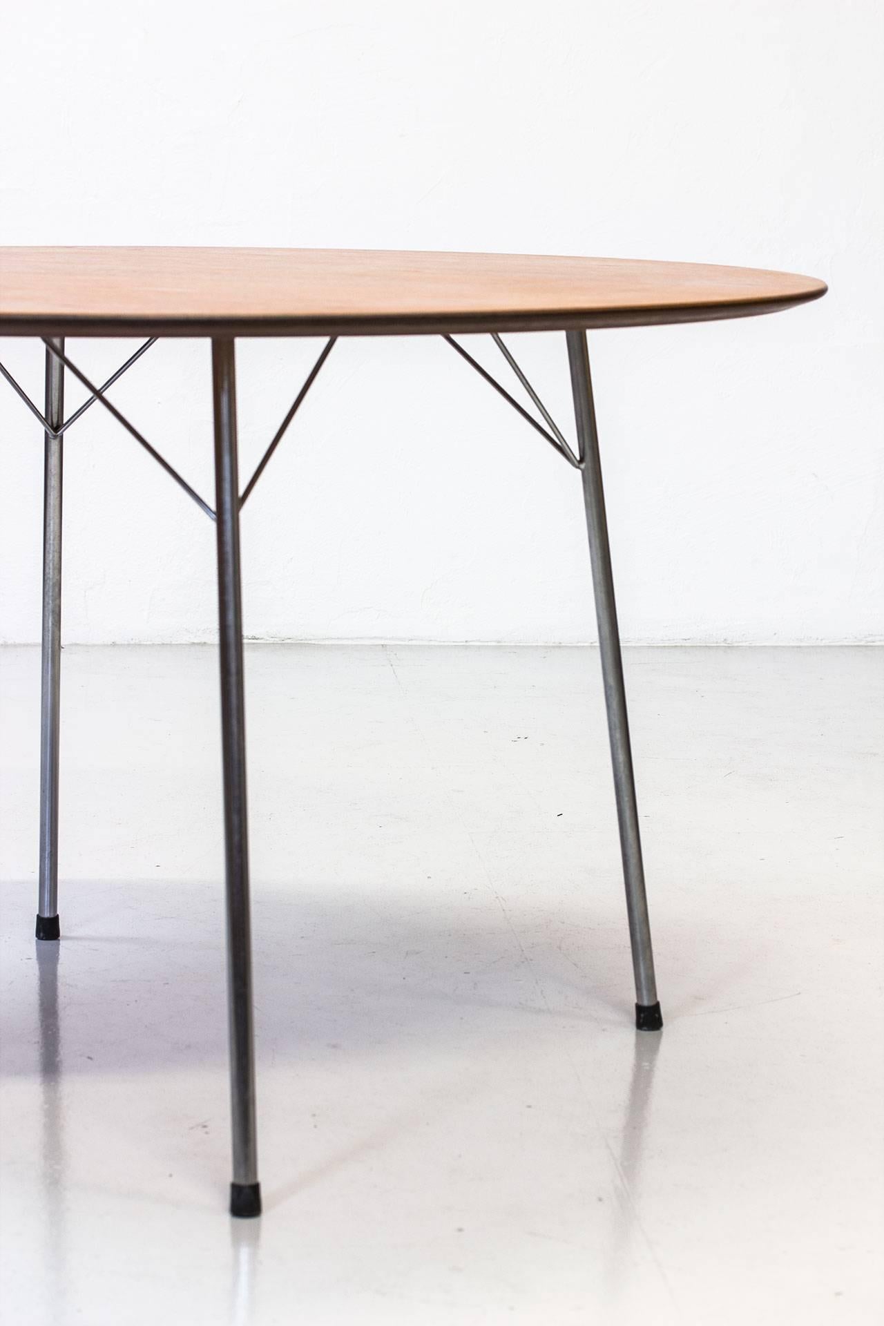Steel Scandinavian Modern Teak Dining Table by Arne Jacobsen for Fritz Hansen, 1963