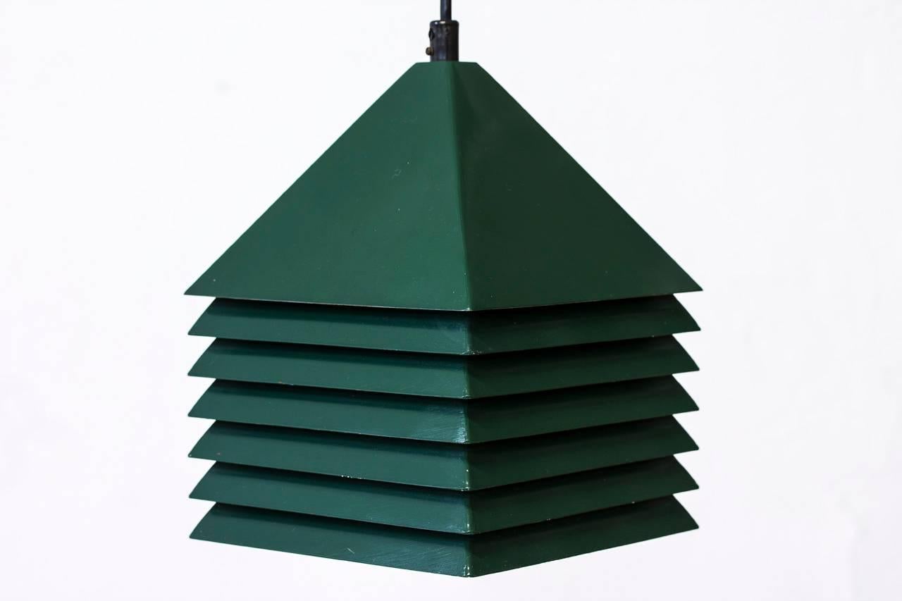 Scandinavian Modern Forest Green Metal Pendant Lamp by Hans-Agne Jakobsson, Sweden, 1960s