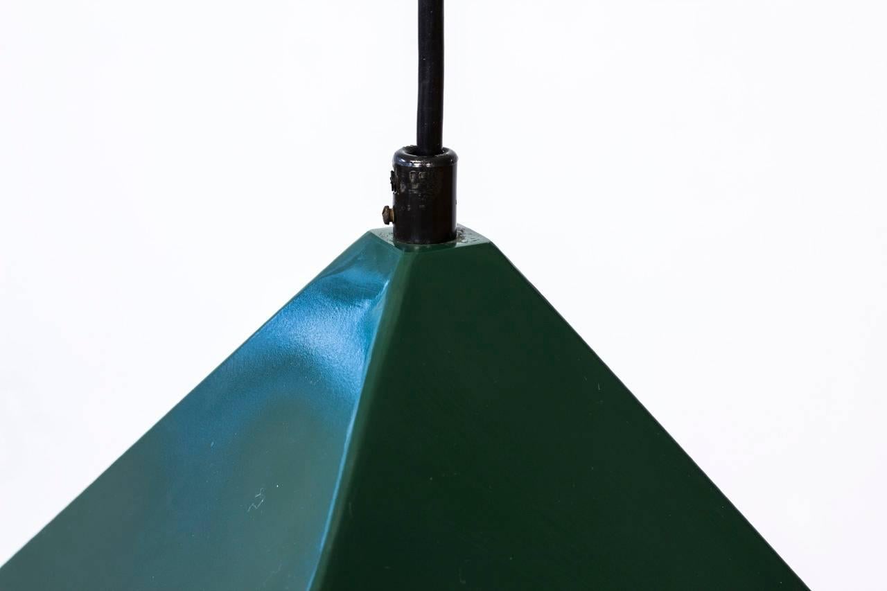Lacquered Forest Green Metal Pendant Lamp by Hans-Agne Jakobsson, Sweden, 1960s