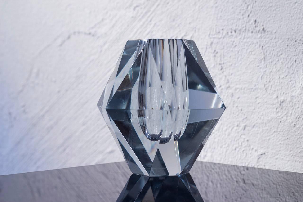 Mid-20th Century Scandinavian Modern Diamond Cut Glass by Strömbergshyttan, Sweden