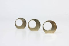 Swedish Round Solid Brass Candlesticks by Arthur Pe, 1950s, Set of Three