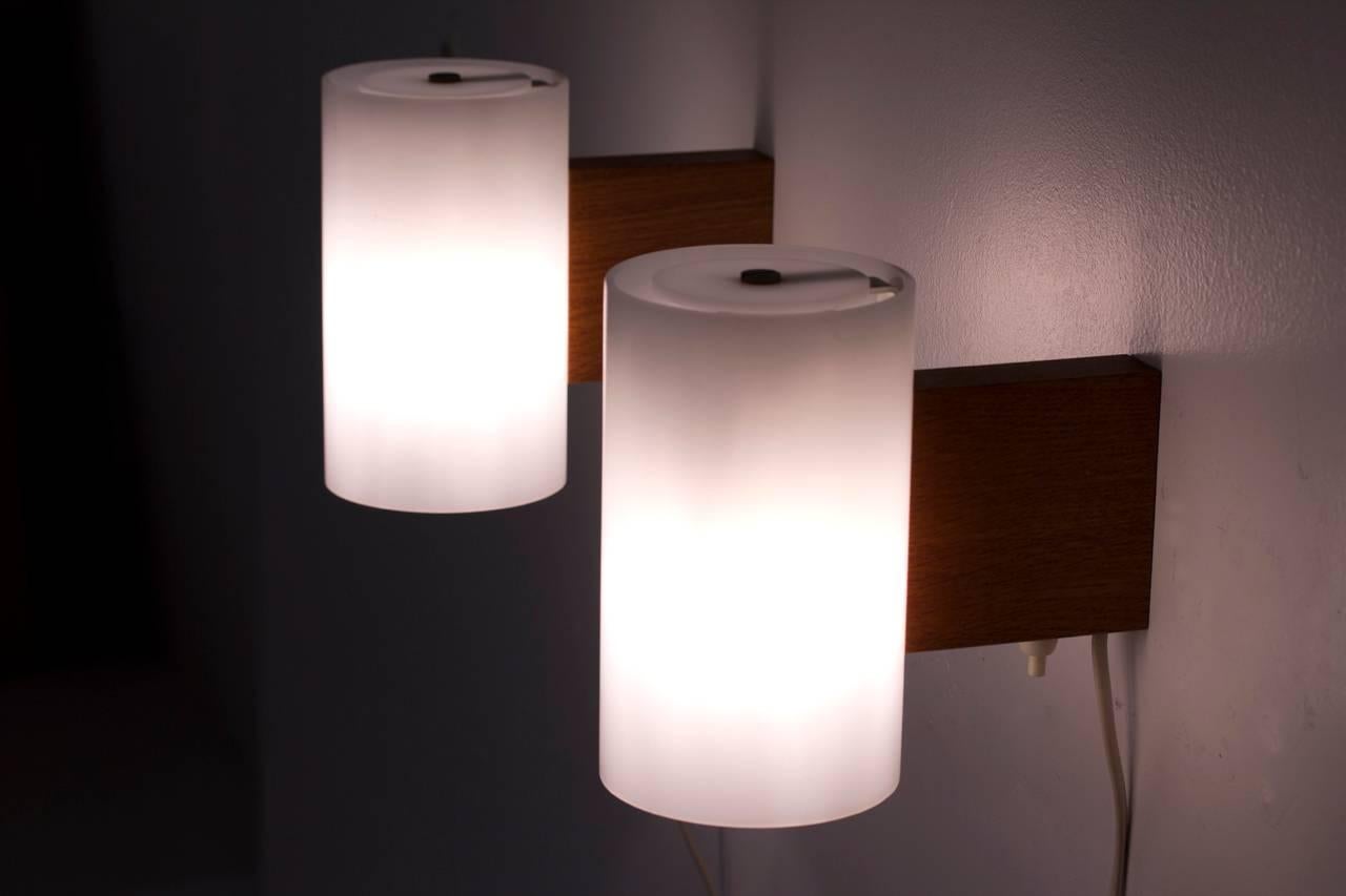 Acrylic Mid-Century Modern Minimalist Wall Lamps by Uno & Östen Kristiansson for Luxus