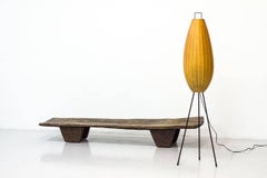 Mid-Century Modern Cocoon Floor Lamp in Sprayed Plastic and Tripod Base Metal