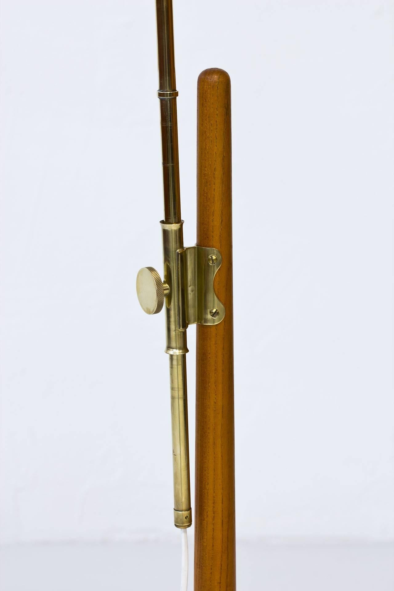 Rare Swedish Floor Lamp in Oak and Brass by Hans Bergström for ASEA, 1950s 1