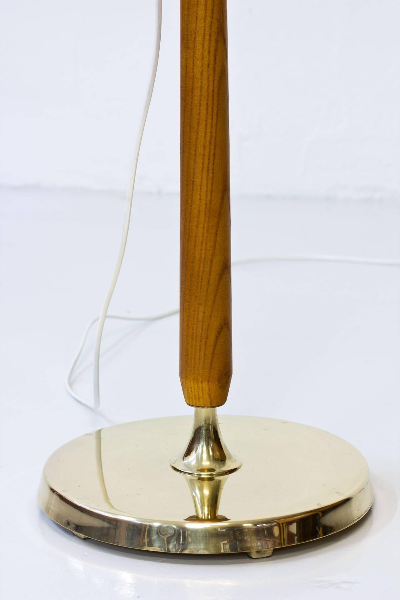 Rare Swedish Floor Lamp in Oak and Brass by Hans Bergström for ASEA, 1950s 2