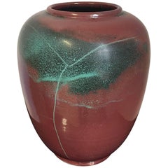 Vintage Table Vase By Richard Uhlemeyer Color Terracotta Red and Green 1940s Style