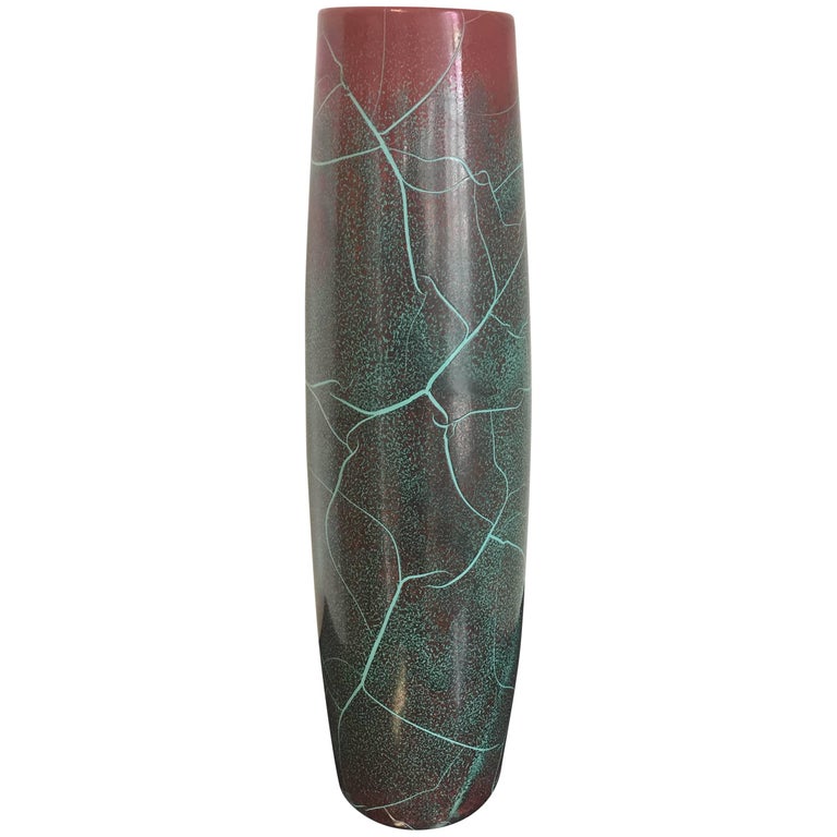 Richard Uhlemeyer Table Vase Ceramic German Pottery Green and Terra