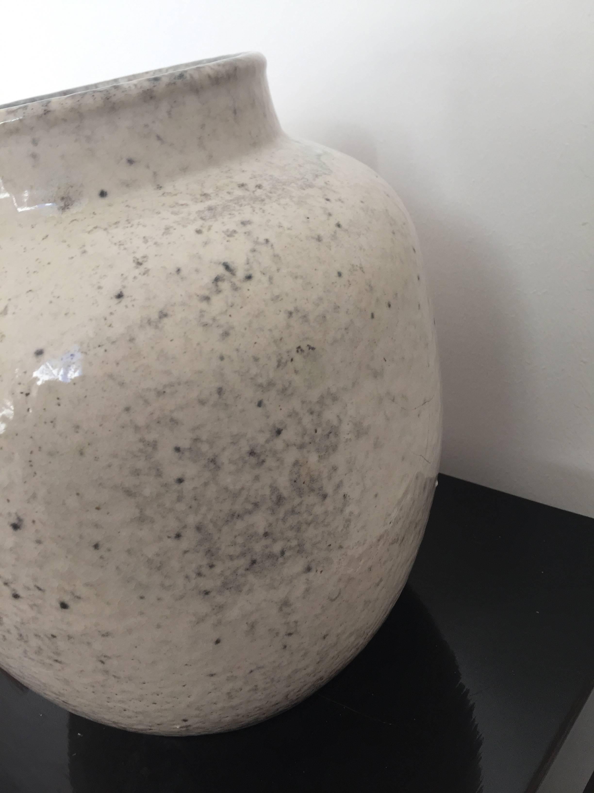 German Ceramic Vase by Richard Uhlemeyer in Off-White with Grey Shades For Sale