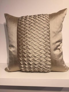 Silk Cushions with Pleated Centre Stripe Detail Color Pure Platinum