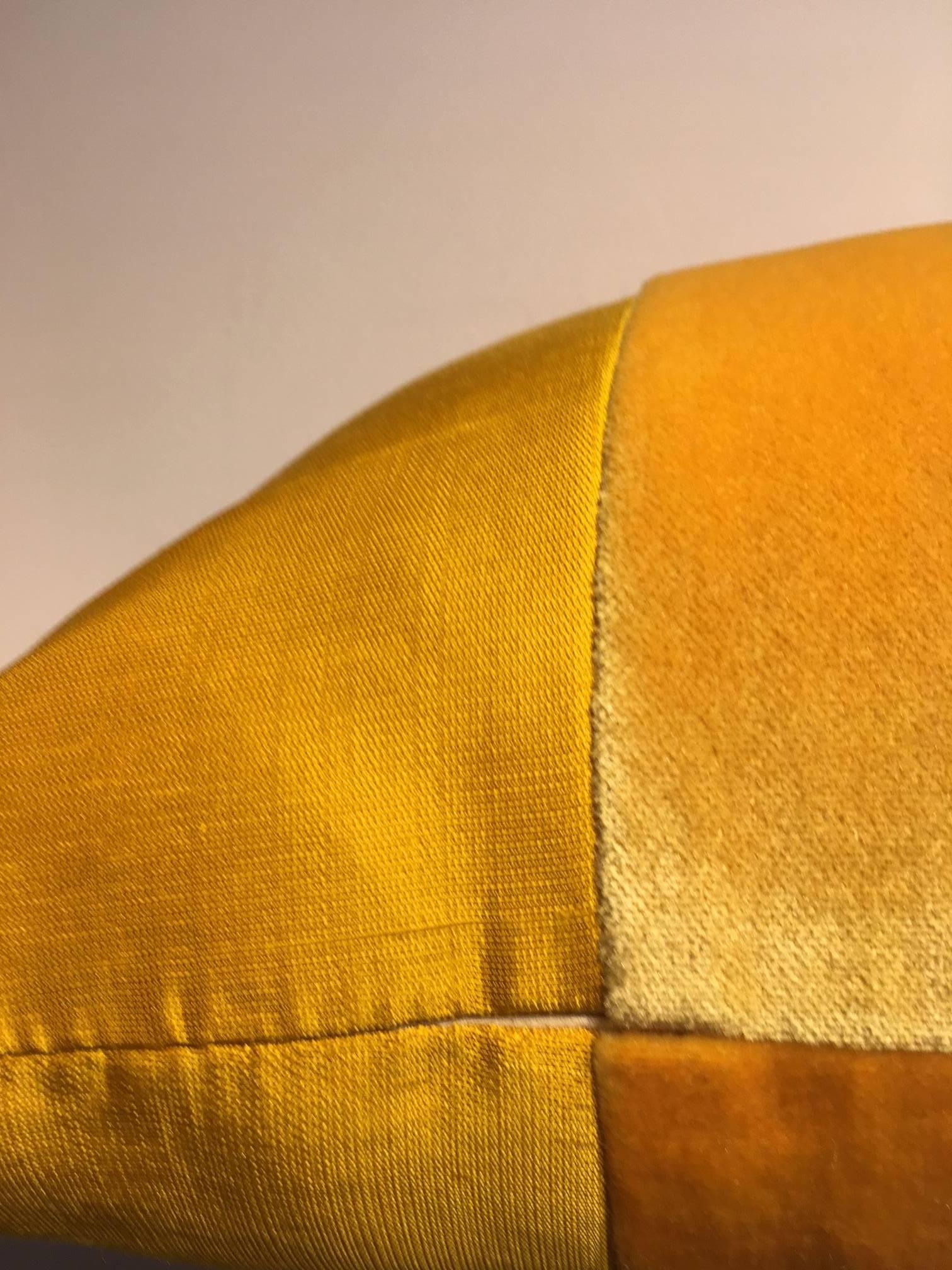 German Silk Cushions Mohair Centre Stripe Color Sun Yellow