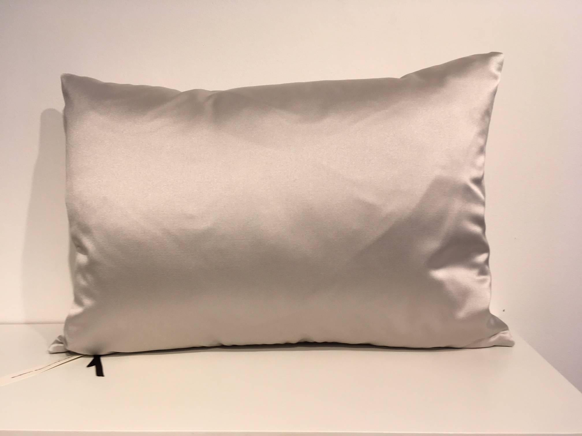 Modern Silk Cushion Fan Pleat Detail Colour Silver Grey Rectangular