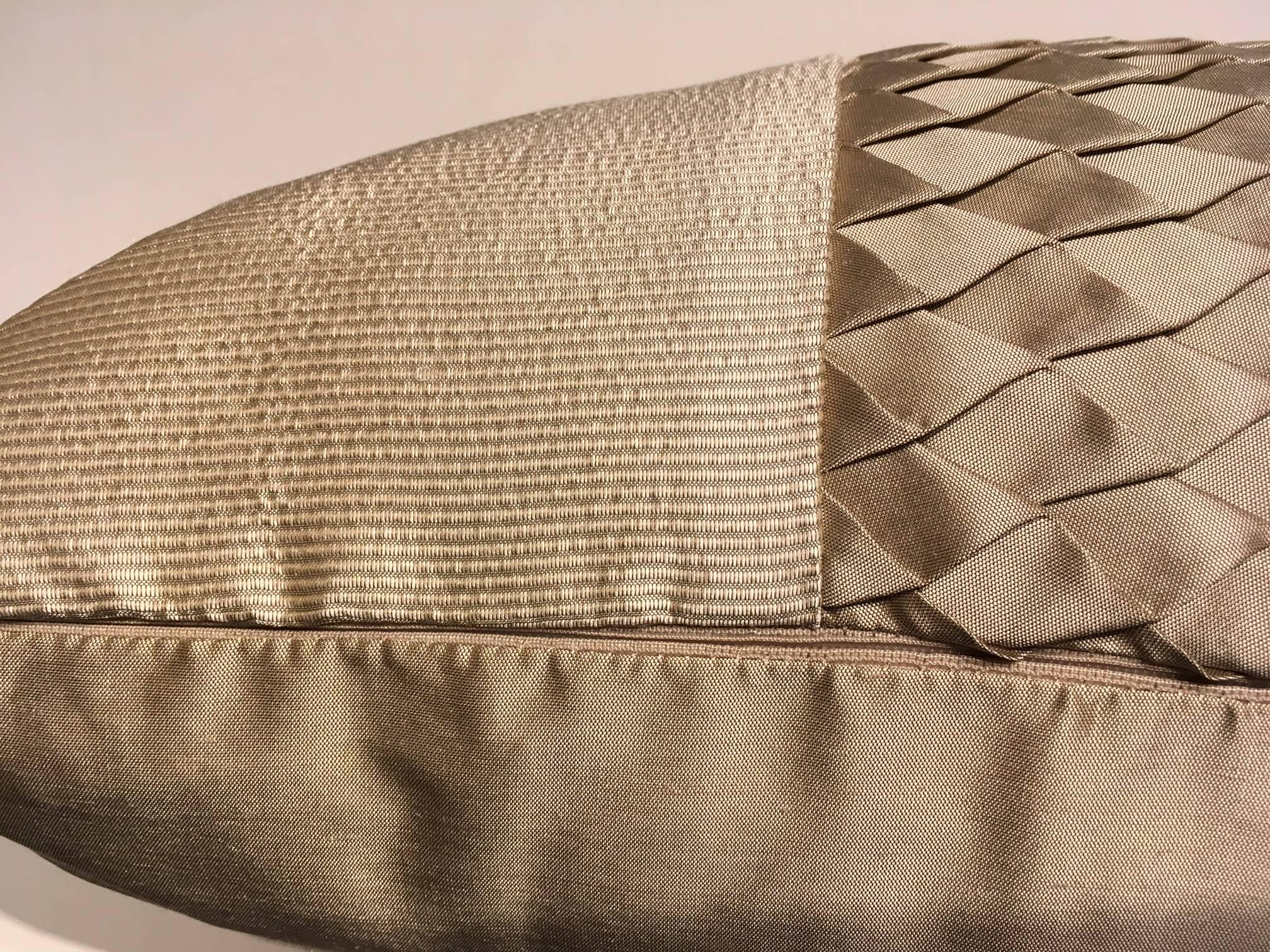 German Silk Cushion Pleated Centre Stripe Detail Color Pure Platinum Rip Fabric