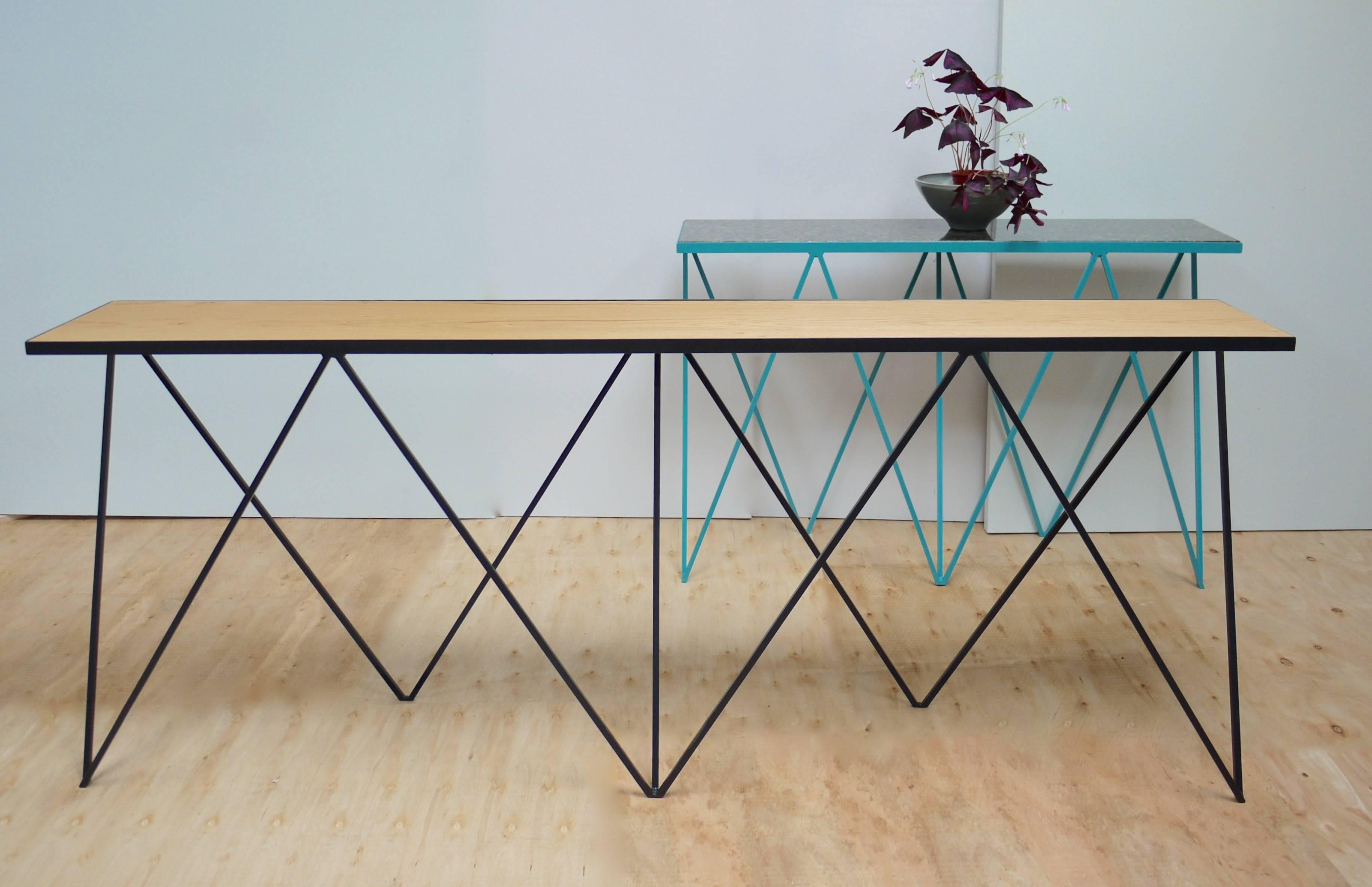 Minimalist Large Modern Console Table in with Oak Top 