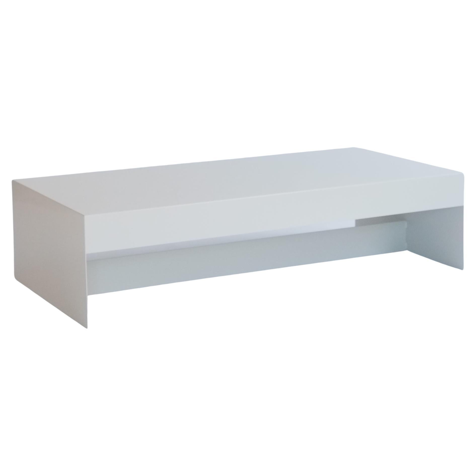 Table basse blanche en papier de forme simple en aluminium sur mesure, personnalisable