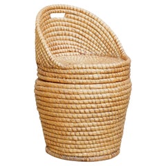 Bohemian Rattan Bedroom Chair - Reeded Hand Woven Straw Basket Chair