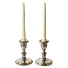 A Pair of Antique Silver on Copper Candle Holders Made in England