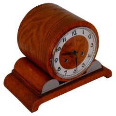 Vintage Rare Large Hermle German Bauhaus Wooden Mantle Clock with Chimes