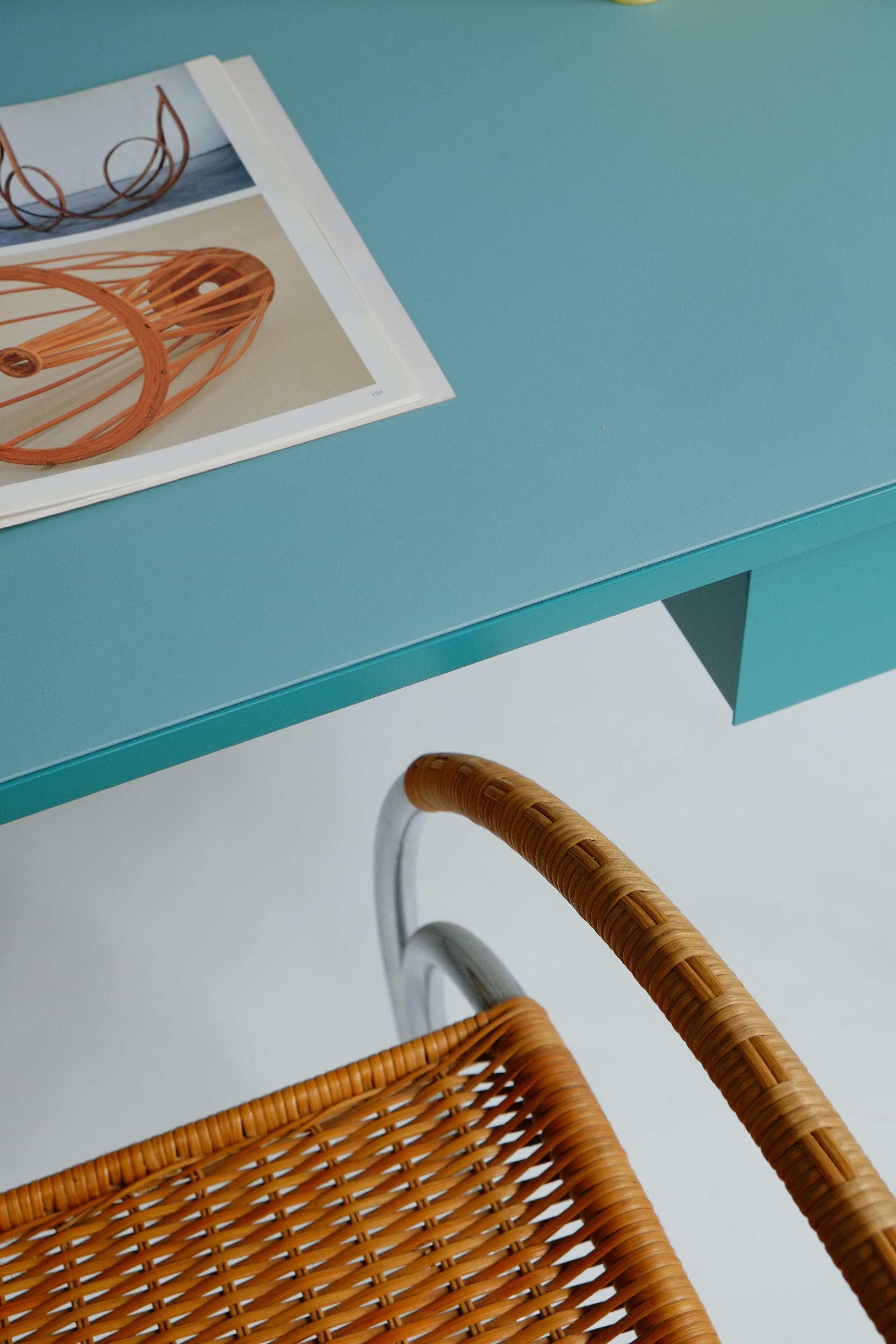 Compact Cream Study Desk with Natural Linoleum Table Top & Drawer, Customisable For Sale 2