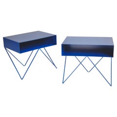 Large Bespoke Pair of Blue Robot Nightstands Bedside Tables