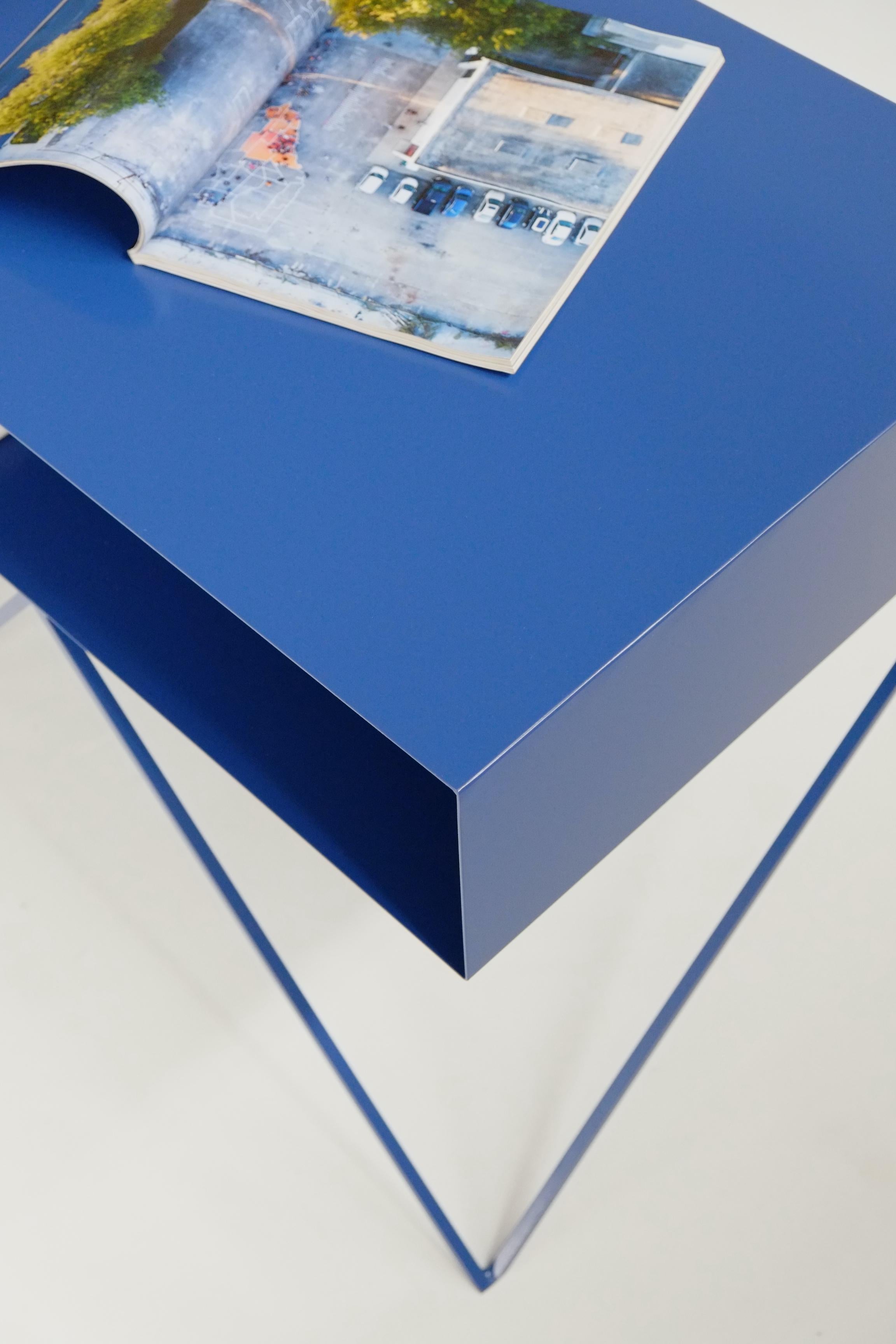Powder-Coated Large Bespoke Pair of Blue Robot Nightstands Bedside Tables For Sale