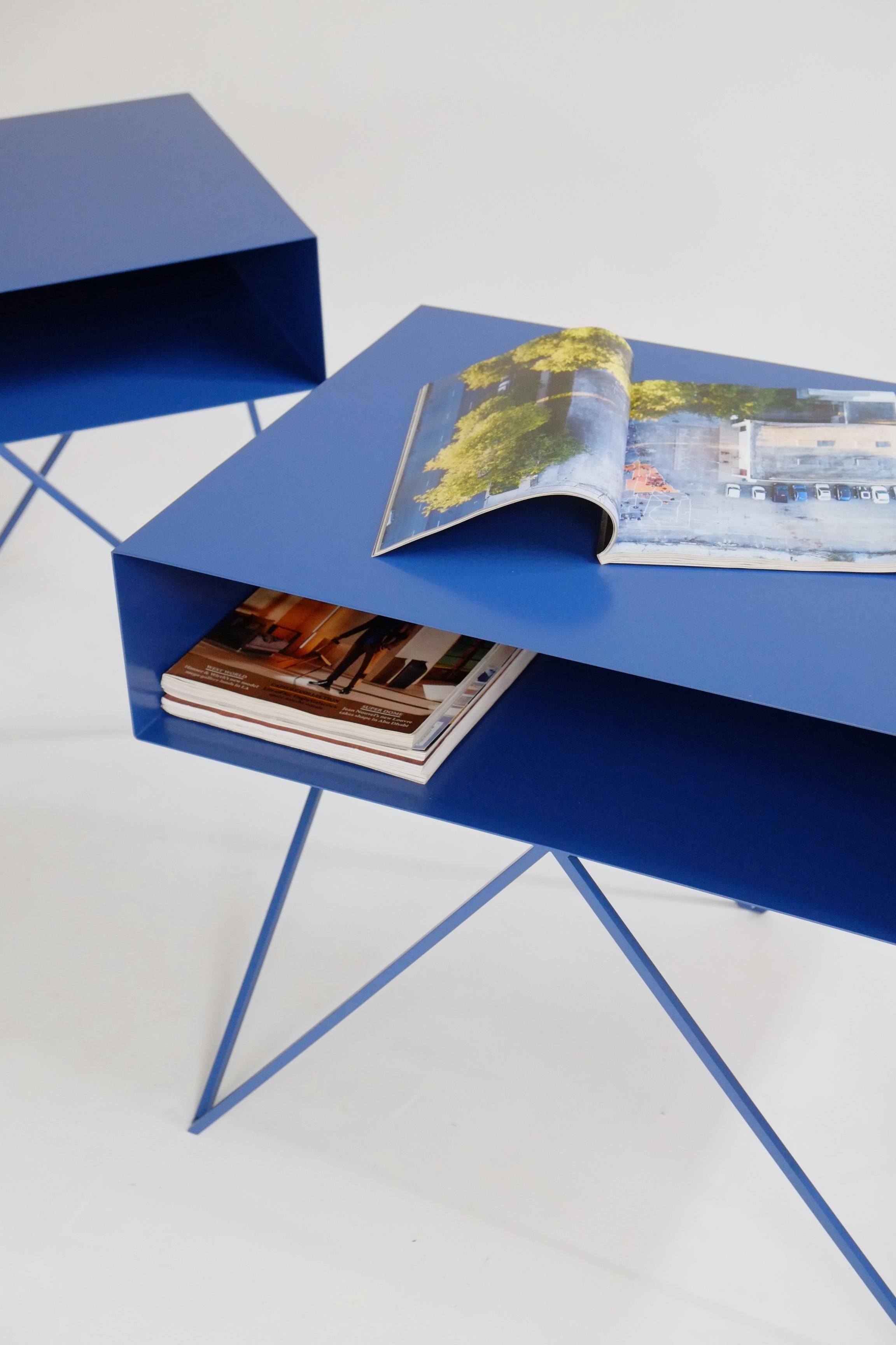 Large Bespoke Pair of Blue Robot Nightstands Bedside Tables In New Condition For Sale In Leicester, GB