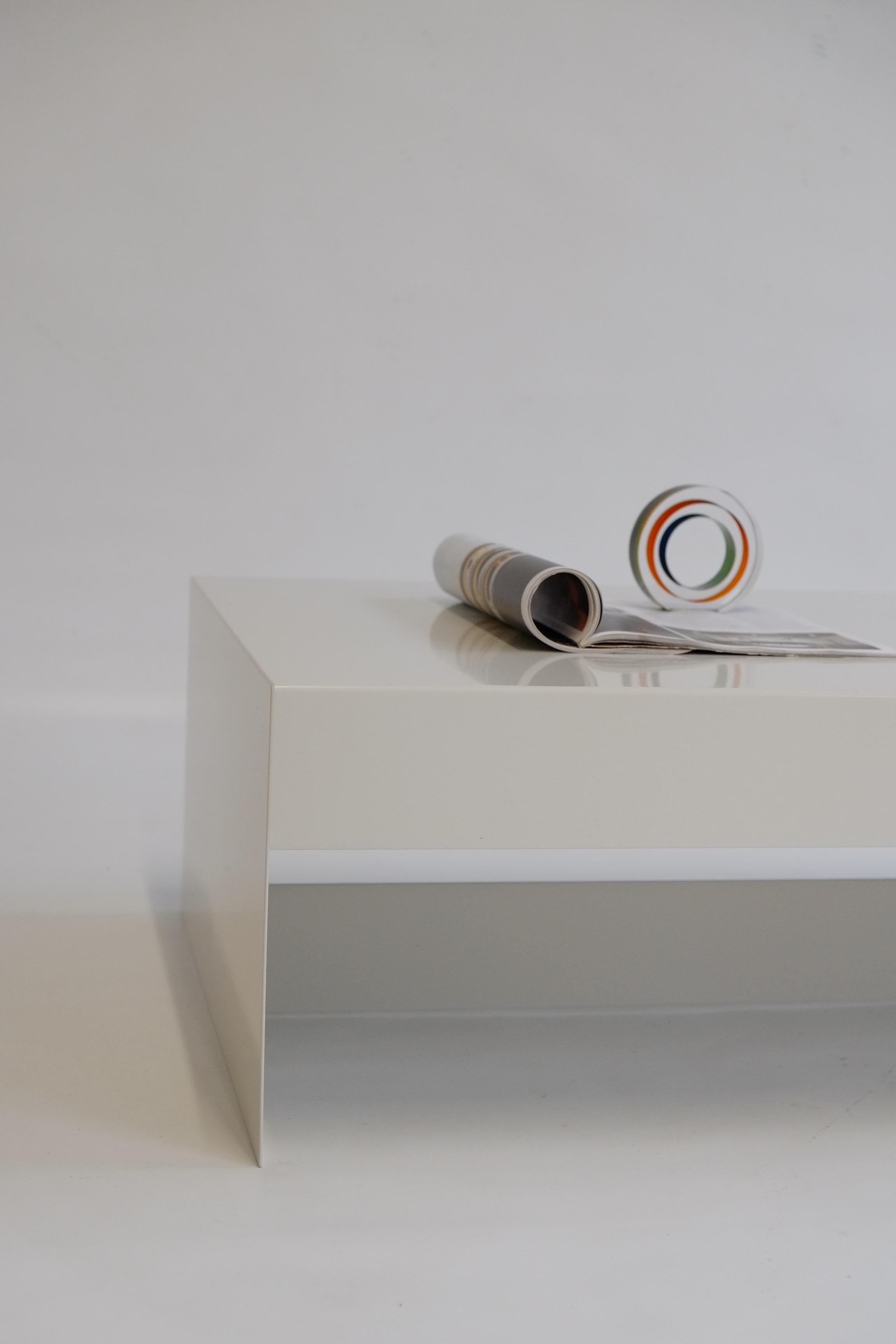 Contemporary Paper White, Single Form Bespoke Aluminium Coffee Table, Customisable For Sale