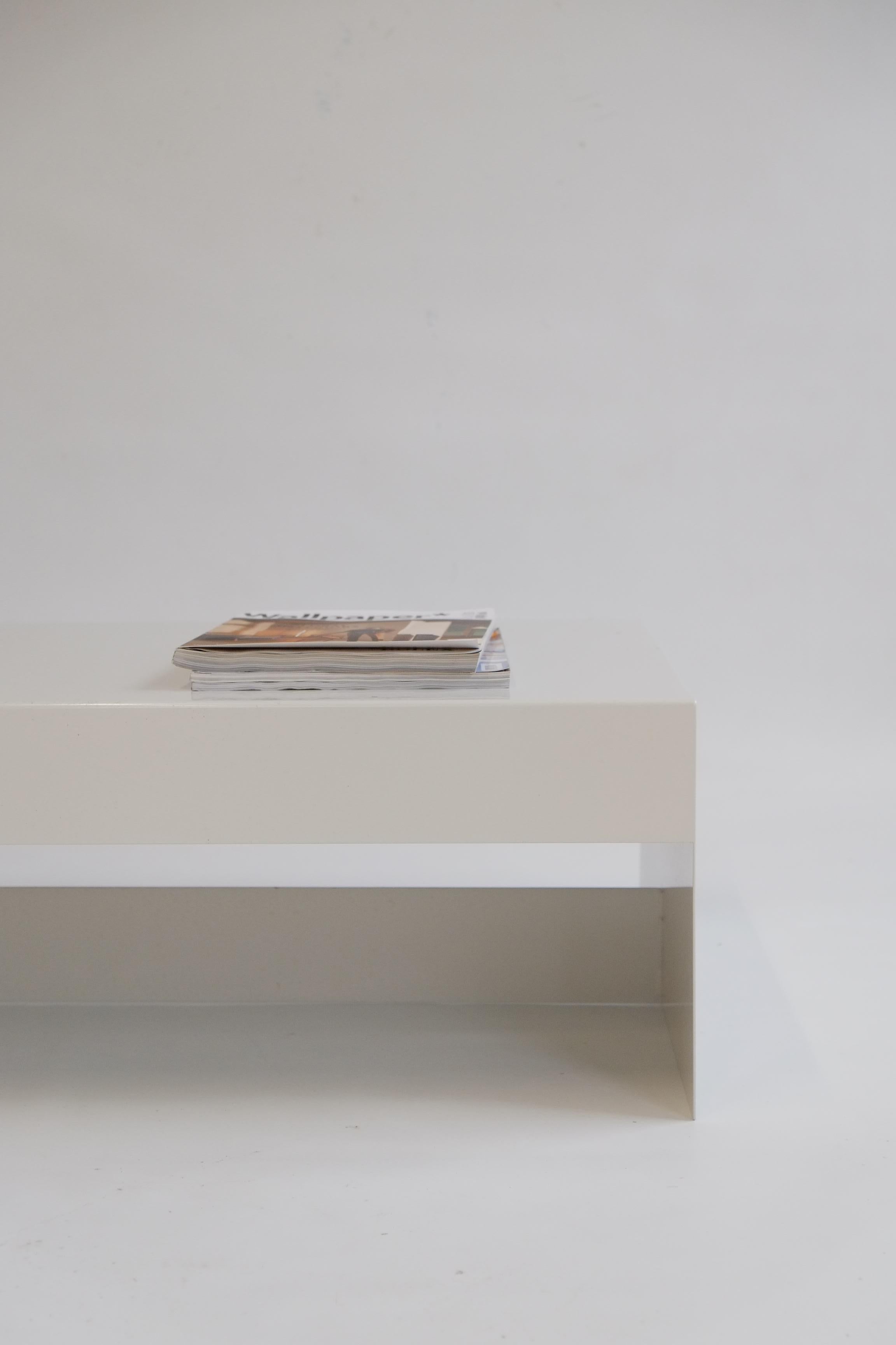 Aluminum Paper White, Single Form Bespoke Aluminium Coffee Table, Customisable For Sale