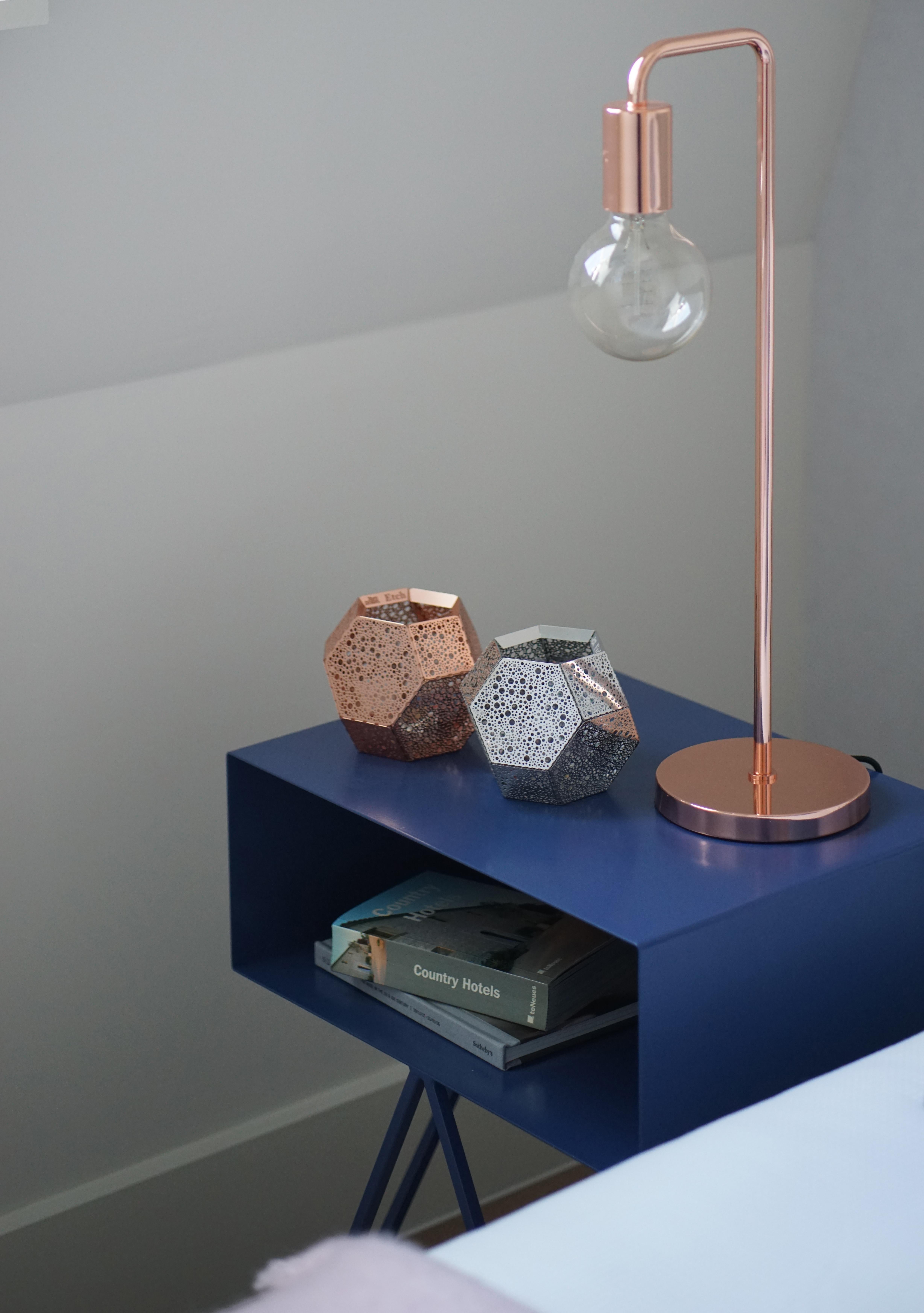 Pair of Dark Blue Steel Robot Bedside Tables - Nightstands For Sale 2