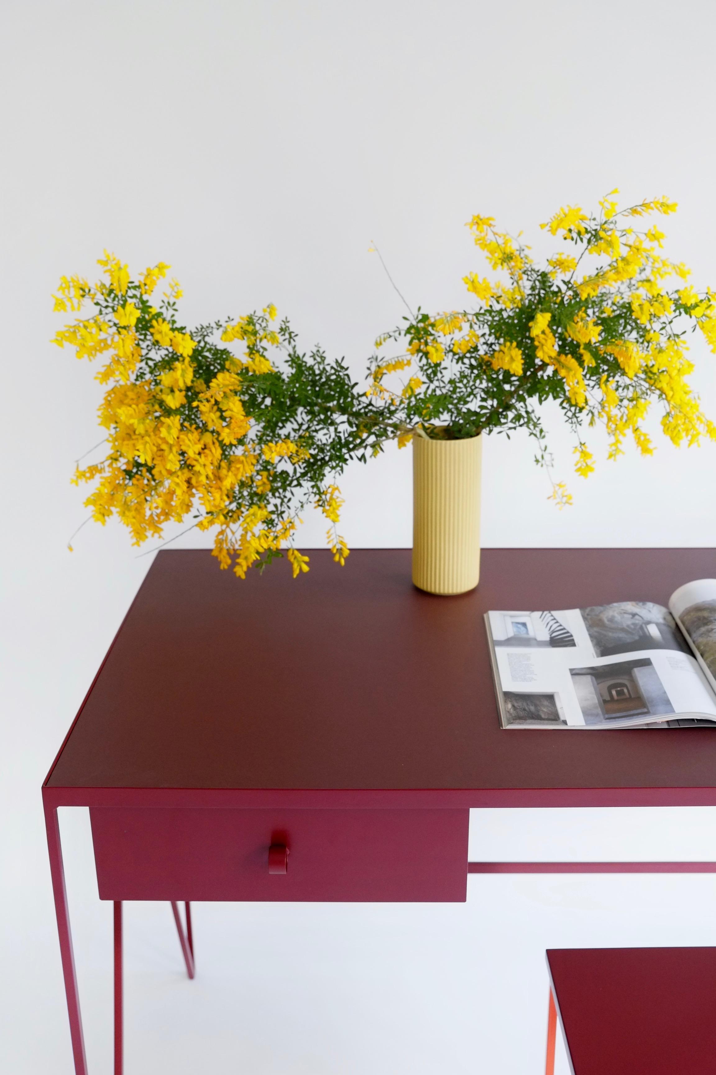 British Large Bespoke Study Desk with Linoleum Top and Drawer, Customizable For Sale