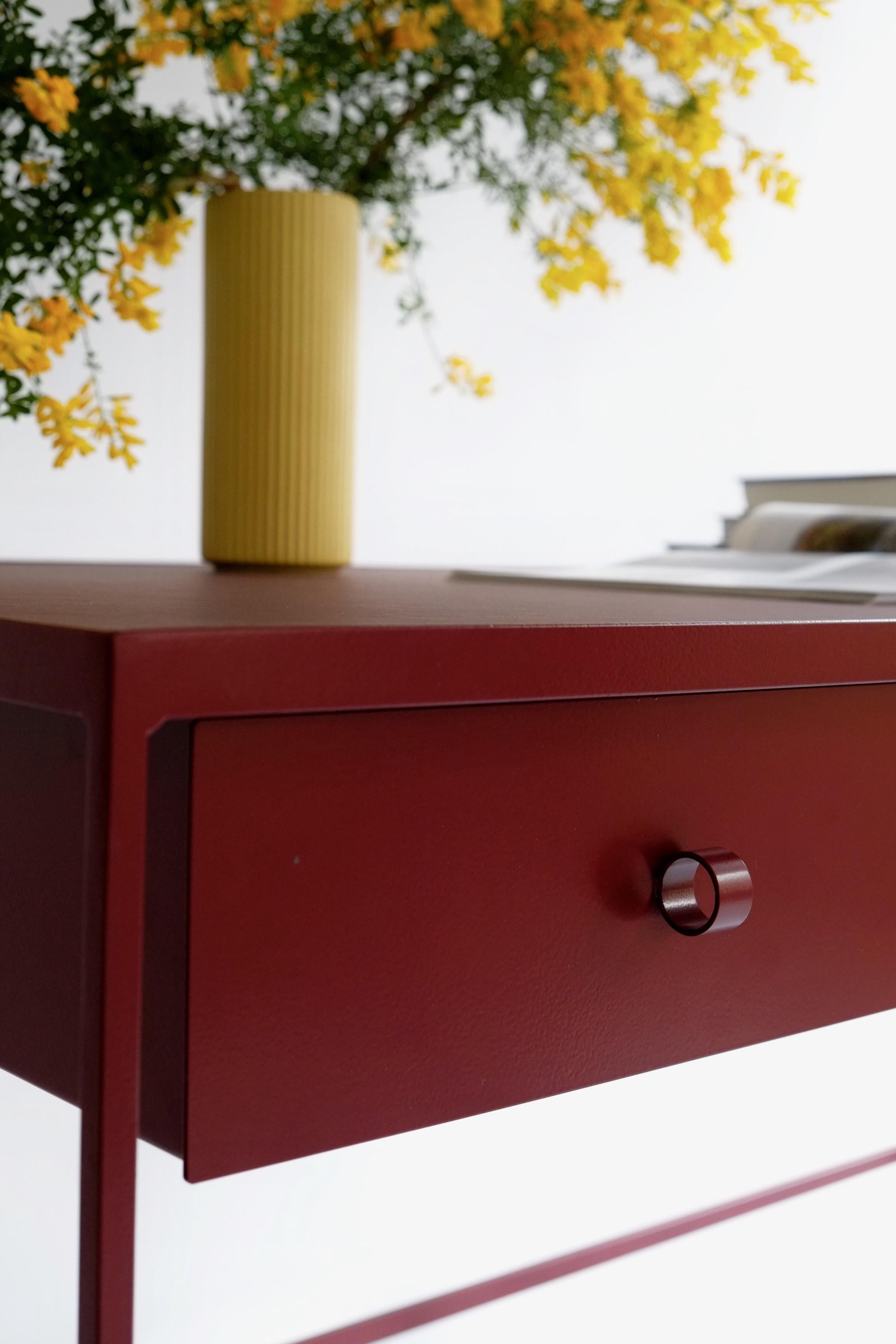 Welded Large Bespoke Study Desk with Linoleum Top and Drawer, Customizable For Sale