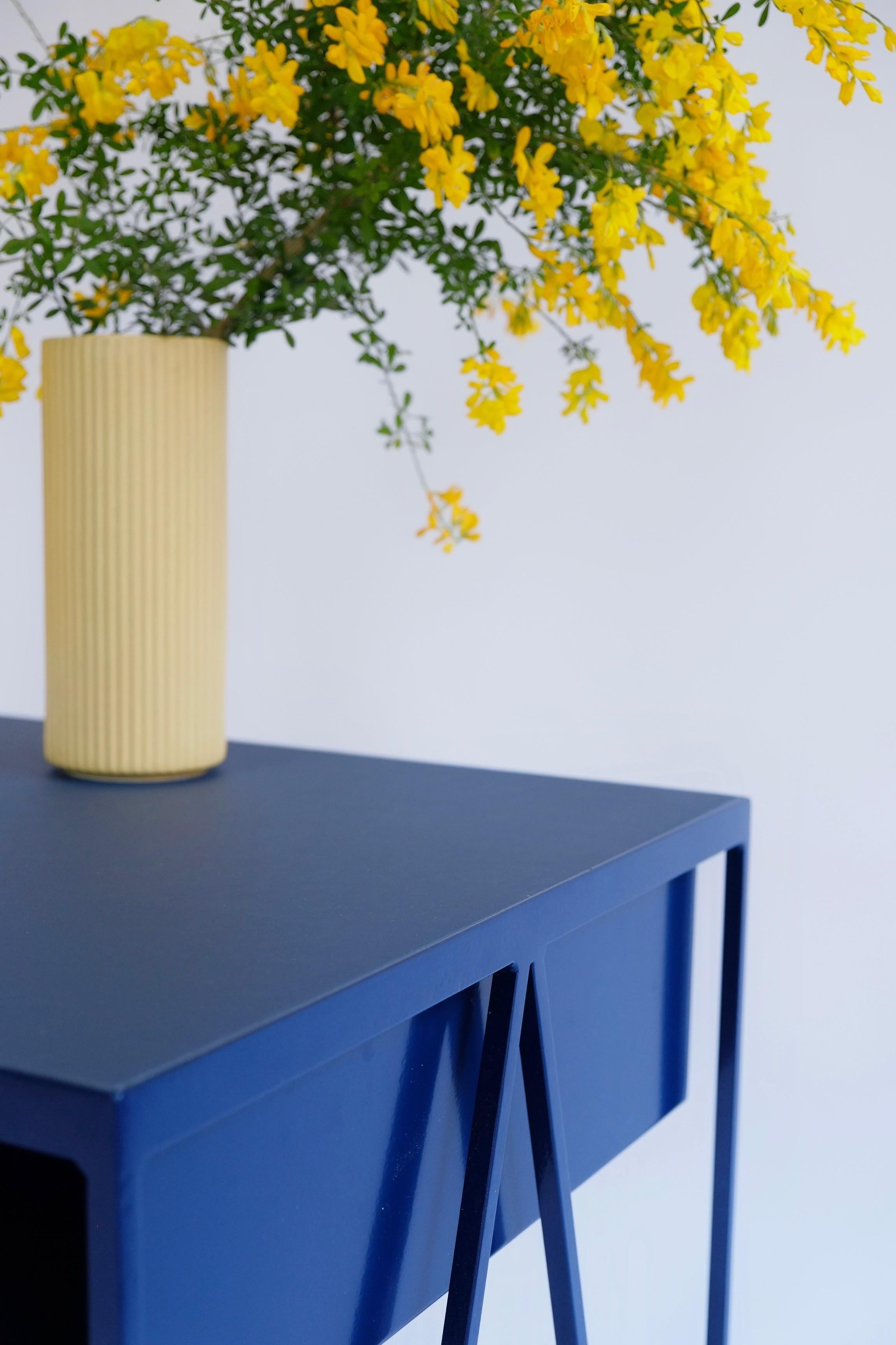 Large Bespoke Study Desk with Linoleum Top and Drawer, Customizable For Sale 7
