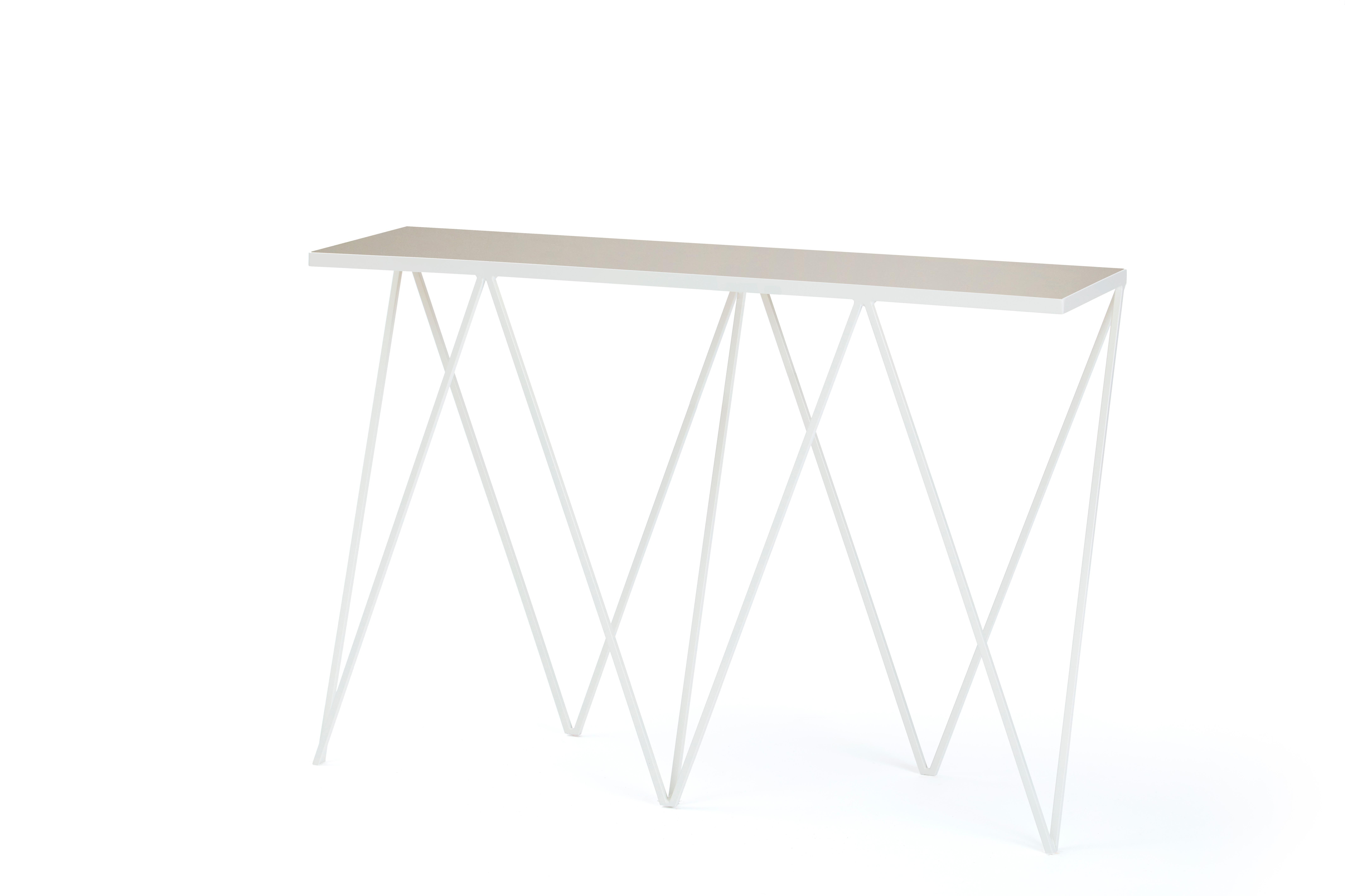 Burgundy Giraffe Console Table with Natural Linoleum Top - Customizable For Sale 7