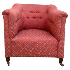 Victorian Antique Tub Chair, Dusky Pink Upholstery, English, 1890
