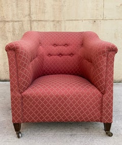 Victorian Antique Tub Chair, Dusky Pink Upholstery, English, 1890