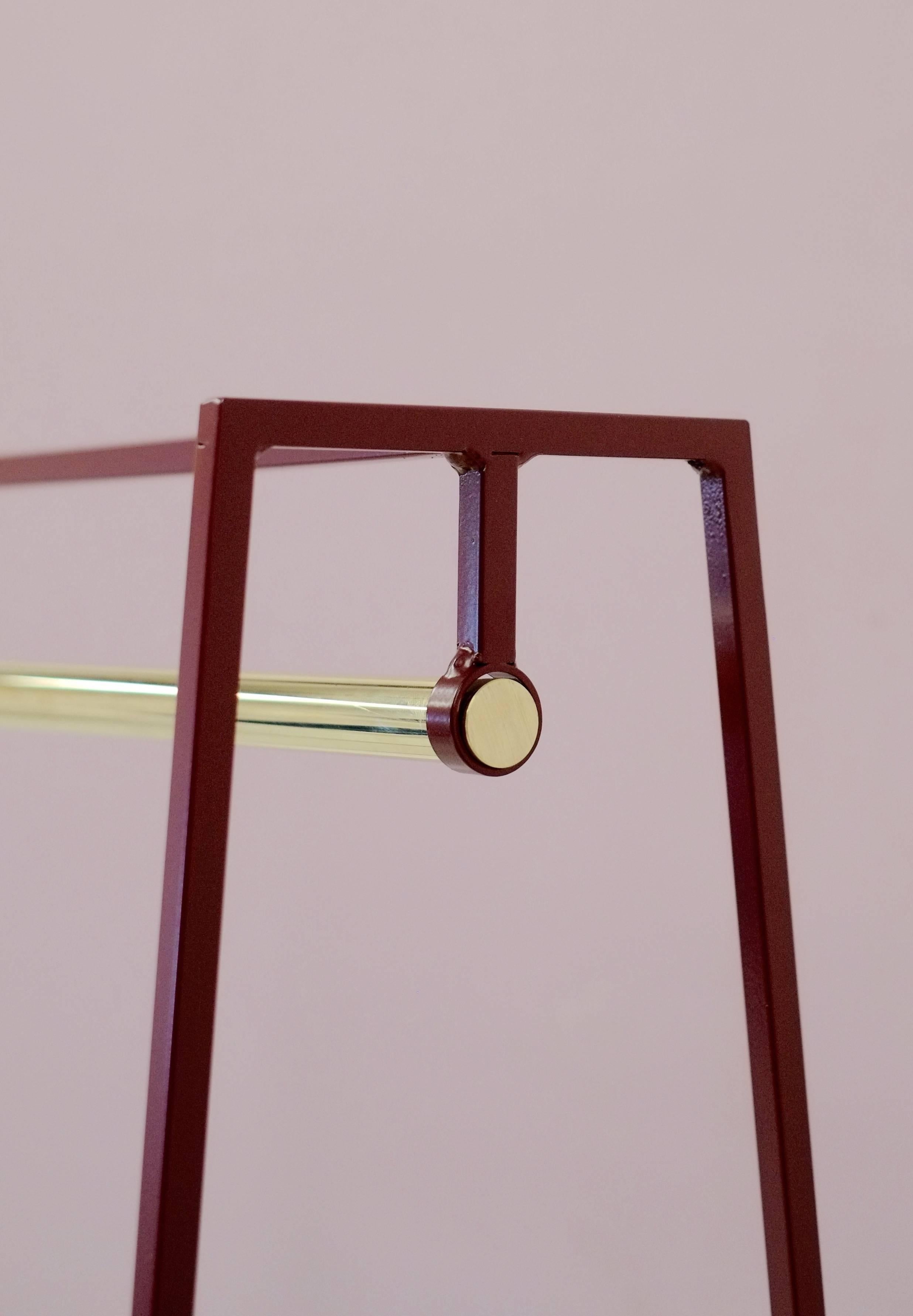 The steel slimline 'A' clothes rail is one of &New's signature pieces. A stunning addition to any bedroom or hallway, the minimal design looks delicate but is surprisingly robust. This one is powder coated in beetroot, but the clothes rail comes in